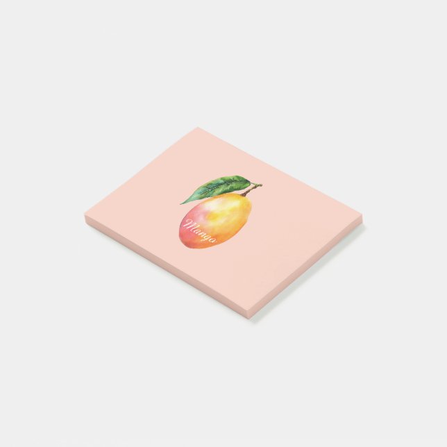 Rosa Gelbe Mango Frucht Post-it Klebezettel (angewinkelt)