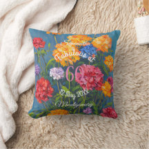 Rosa Gelbe Nelken auf blauem Happy Birthday