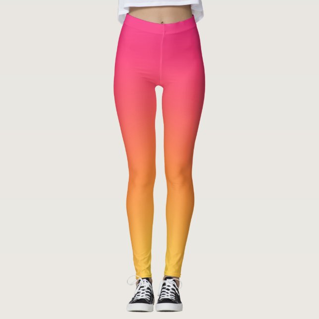 Rosa gelbe Ober glatte Gradienten Leggings (Vorderseite)