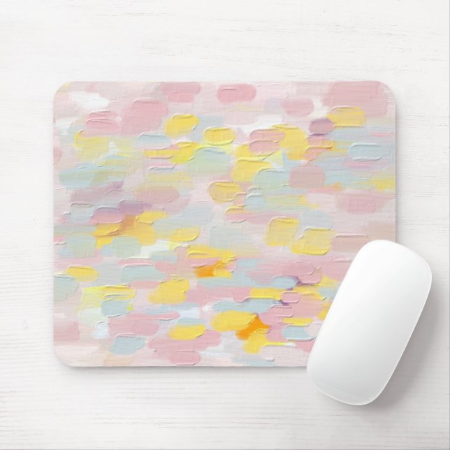 Rosa gelbe Ölbürste. Modernes abstraktes niedlich Mousepad (Mit Mouse)