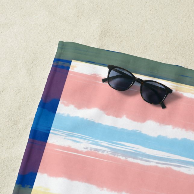 Rosa Gelbe Pastellstreifen Strandtuch (Beispiel)