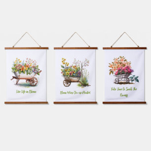 Rosa Gelbe Pfirsichfarben Blume Rallenfässer Wandteppich Mit Holzrahmen