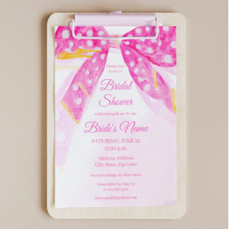 Rosa Gelbe Polka Dot Bow Bridal Dusche Einladung