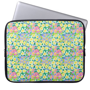 Rosa Gelbe Primrosen Neoprenschlauch Laptopschutzhülle