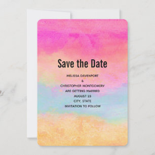 Rosa Gelbe Regenbogen Abstrakte Streifen Save The Date