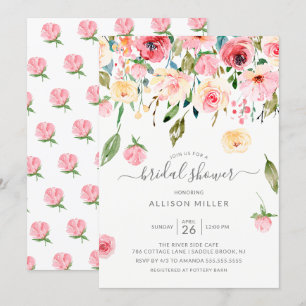 Rosa Gelbe Rose Peonys Brautparty Einladung