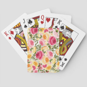 Rosa & Gelbe Rosen Farmhaus Shabby Chic Floral Spielkarten