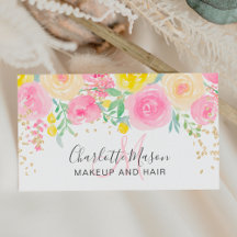 Rosa gelbe Rosen florale Aquarellfarben Goldmakeup