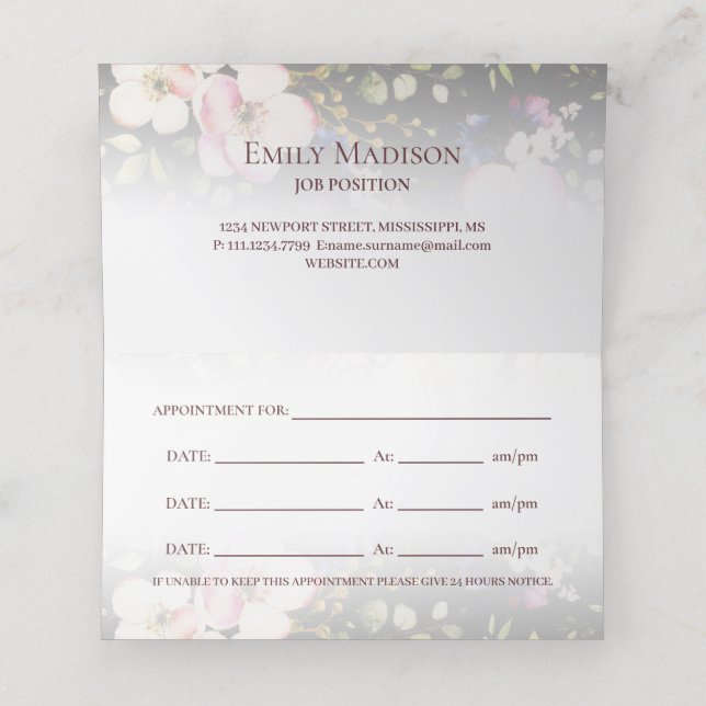 Rosa-gelbe Rosen in Aquarellfarbe auf schwarz, Mon Terminkarte (Innenseite Aufgefaltet)