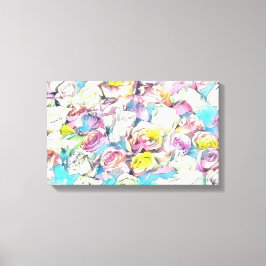 Rosa gelbe Rosen Malerei Stretched Canvas Print Leinwanddruck