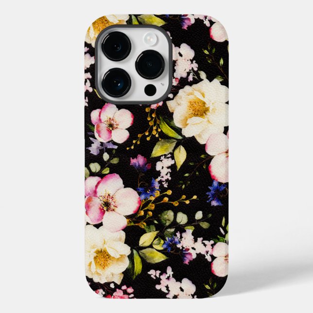 Rosa gelbe Rosen, schwarzer Hintergrund Case-Mate iPhone Hülle (Rückseite)
