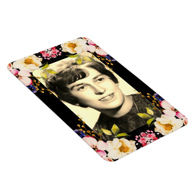 Rosa gelbe Rosen, schwarzer Hintergrund Magnet (Rechte Seite)