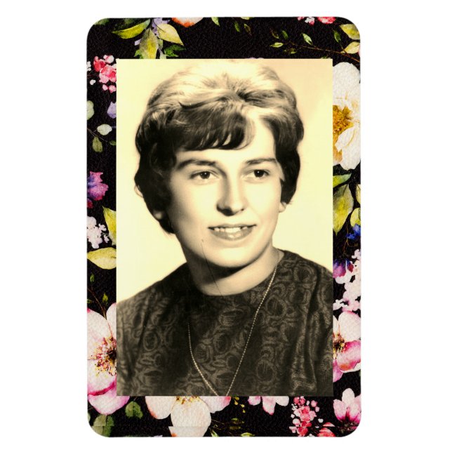 Rosa gelbe Rosen, schwarzer Hintergrund Magnet (Vertikal)