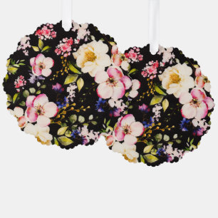 Rosa gelbe Rosen, schwarzer Hintergrund Ornament Karte