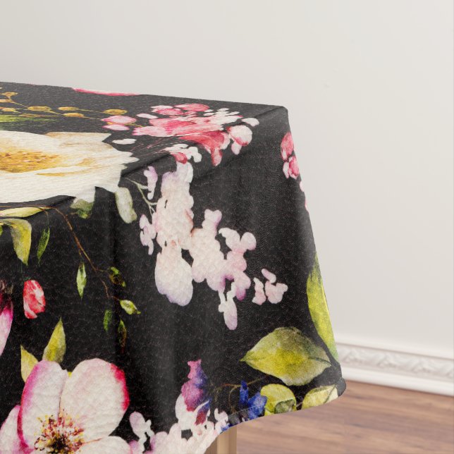 Rosa gelbe Rosen, schwarzer Hintergrund Tischdecke (Beispiel)