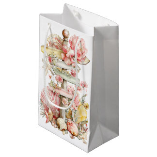 ROSA & GELBE SOMMER-WEGWEISER MUSCHELN BLUMEN KLEINE GESCHENKTÜTE