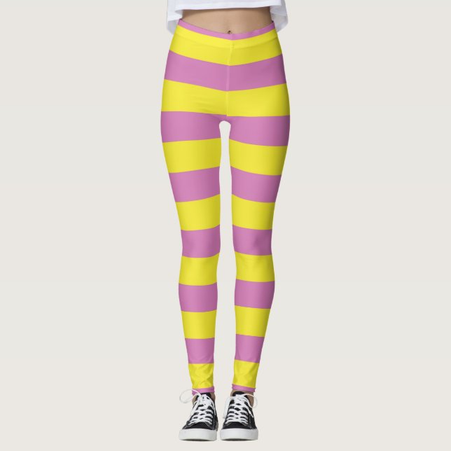 Rosa Gelbe Streifen Leggings (Vorderseite)