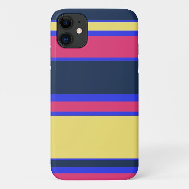Rosa, gelbe und blaue Streifen Case-Mate iPhone Hülle (Rückseite)