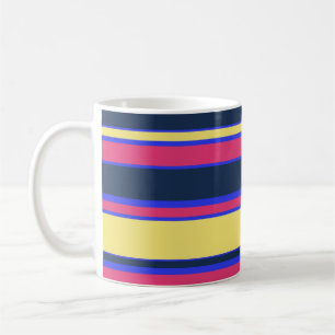 Rosa, gelbe und blaue Streifen Kaffeetasse