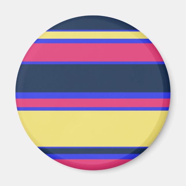 Rosa, gelbe und blaue Streifen Magnet (Vorne)