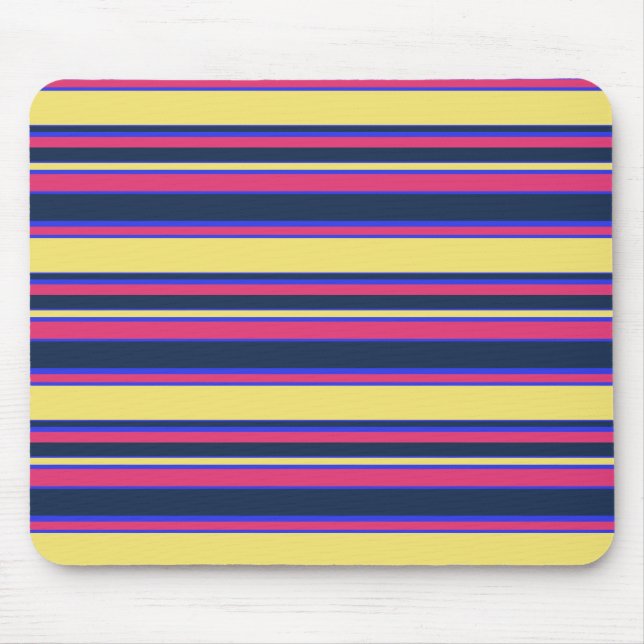 Rosa, gelbe und blaue Streifen Mousepad (Vorne)