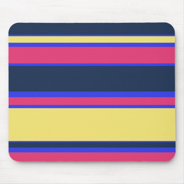 Rosa, gelbe und blaue Streifen Mousepad (Vorne)