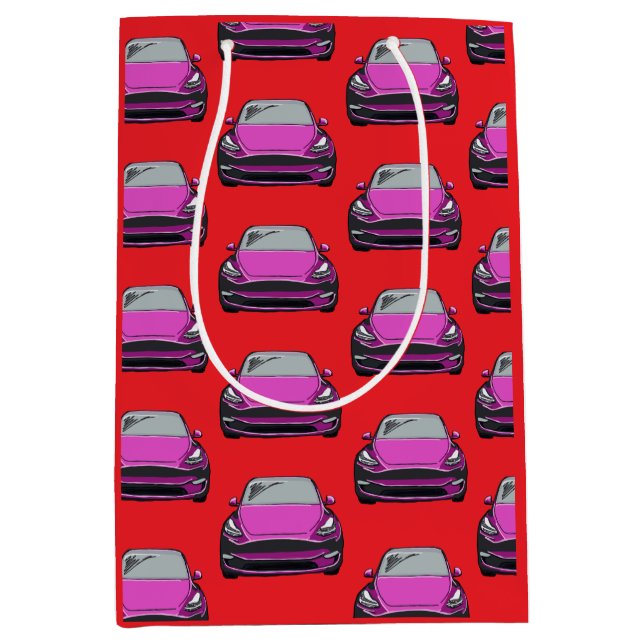 Rosa Gelbe Untergrundbahn für Elektrofahrzeug SUV  Mittlere Geschenktüte (Vorderseite)