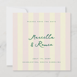 Rosa Gelbe Vertikale Streifen Modernes Save-the-Da Save The Date