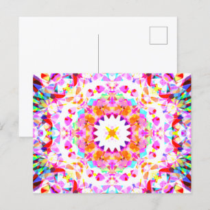 Rosa Gelbe Weihnachtsfeiertage Snowflake Postkarte
