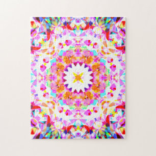 Rosa Gelbe Weihnachtsfeiertage Snowflake Puzzle