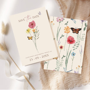 Rosa gelbe Wildblume Whimsical Save The Date