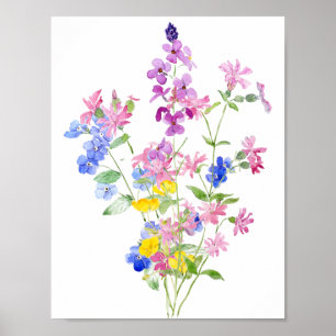 Rosa gelbe Wildblumen Wildblume Poster
