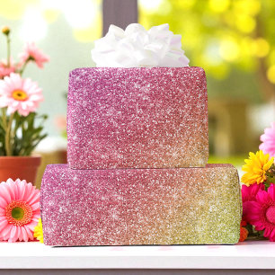 Rosa Gelber Glitter Farbiger Regenbogen Geschenkpapier