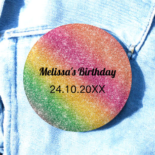 Rosa gelber Glitter-Geburtstagsfeier Button