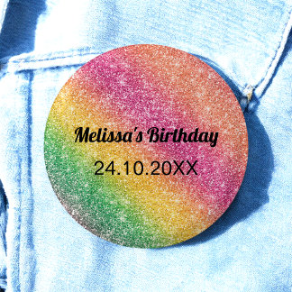 Rosa gelber Glitter-Geburtstagsfeier Button
