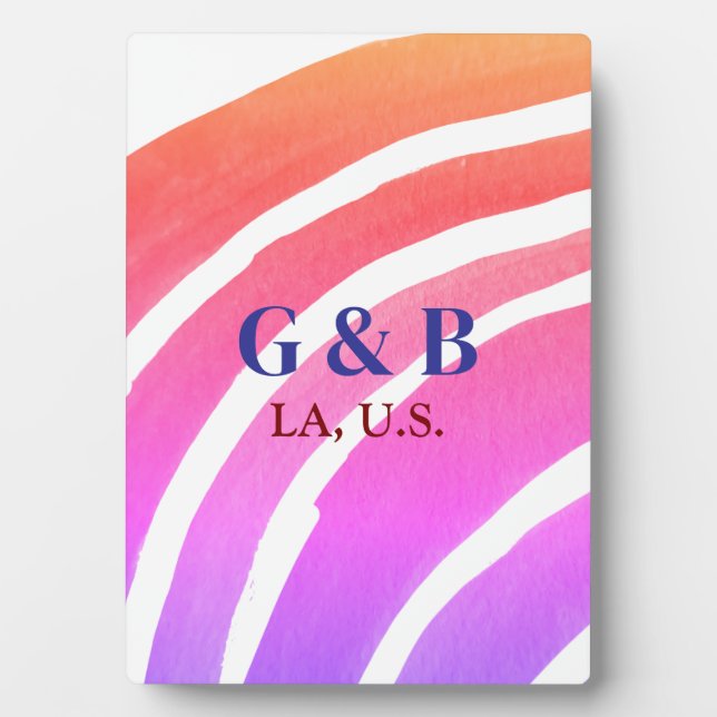 Rosa gelber Regenbogen geben dem Ehepaar den Namen Fotoplatte (Vorderseite)