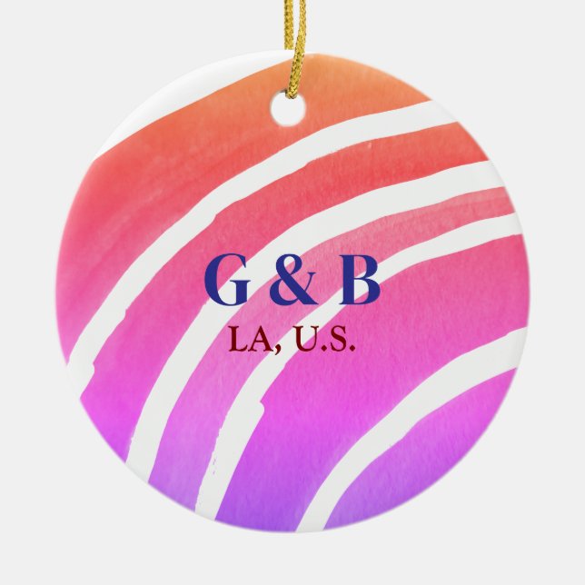 Rosa gelber Regenbogen geben dem Ehepaar den Namen Keramik Ornament (Vorne)