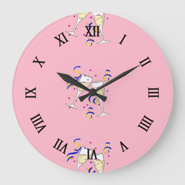 Rosa gelber Wein Große Wanduhr (Vorderseite)