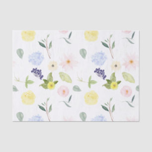 Rosa gelbes Aquarell mit Blumen Seidenpapier