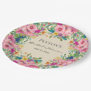 Rosa Gelbes Brautparty Pappteller