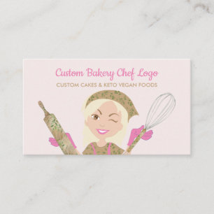Rosa Gelbes Lächeln Bäckerei Girl Koch Blush Kondi Visitenkarte