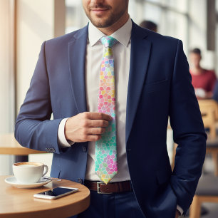 Rosa-gelbes Mosaikmuster Krawatte