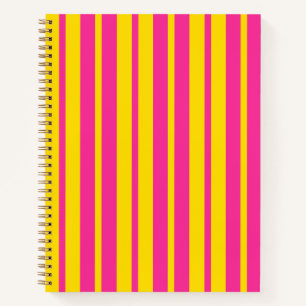 Rosa gelbes stilvolles Streifenmuster-Design Notizbuch
