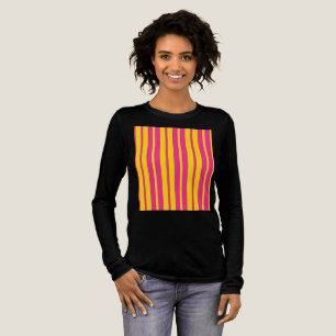 Rosa gelbes stilvolles Streifenmuster-Design Tri-Blend Shirt
