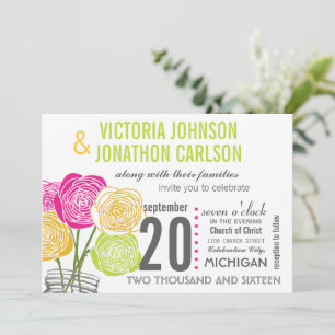 Rosa Gelbgelbes Foto BlumenmodernTypografie Einladung