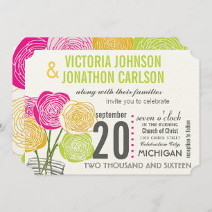 Rosa Gelbgelbes Foto BlumenmodernTypografie Einladung