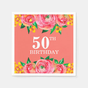 Rosa Gelbkorallenflora Serviette
