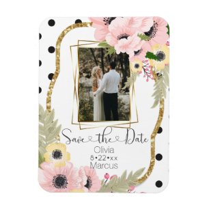 Rosa Gelbmohn Save the Date Blumenmohn Foto Magnet