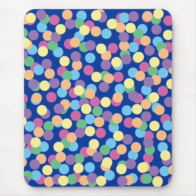 Rosa Gelborange Blau Lila Polka-Punkte Mousepad (Vorne)