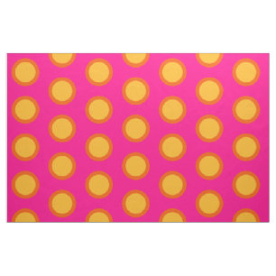 Rosa Gelborange Polka Dot Combed Baumwollstoff Stoff